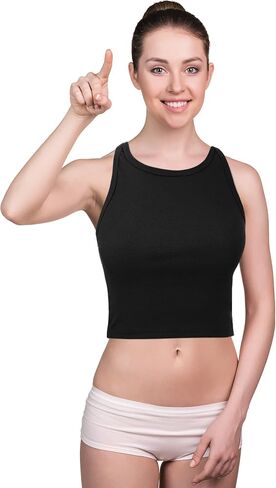 3 Pieces Crop Tops Racerback Crop for Women Crop Tank Workout Tops Cotton Basic Sports Crop for Lady Girls in Kuwait