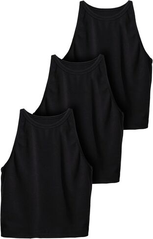 3 Pieces Crop Tops Racerback Crop for Women Crop Tank Workout Tops Cotton Basic Sports Crop for Lady Girls in Kuwait