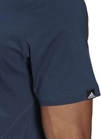 adidas Branded Tape Logo Graphic Tee (Navy Blue/Multi, Large) in Saudi Arabia