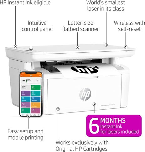 طابعة HP LaserJet MFP M140we الكل في واحد لاسلكية بالأبيض والأسود مع HP+ وحبر إضافي لمدة 6 أشهر (7MD72E) in Kuwait