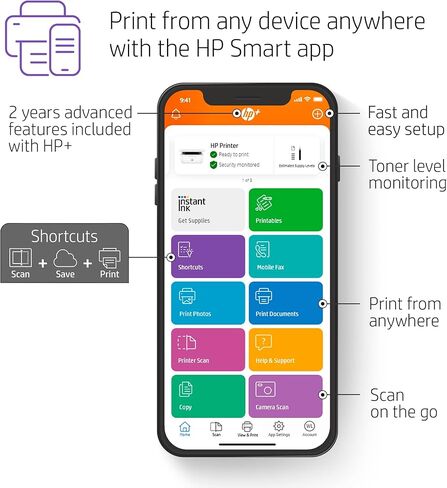 طابعة HP LaserJet MFP M140we الكل في واحد لاسلكية بالأبيض والأسود مع HP+ وحبر إضافي لمدة 6 أشهر (7MD72E) in Kuwait