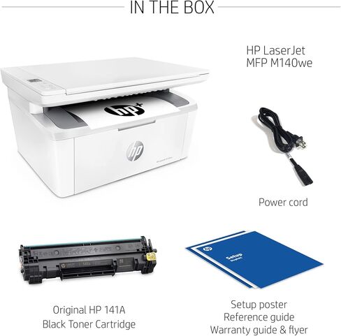 طابعة HP LaserJet MFP M140we الكل في واحد لاسلكية بالأبيض والأسود مع HP+ وحبر إضافي لمدة 6 أشهر (7MD72E) in Kuwait