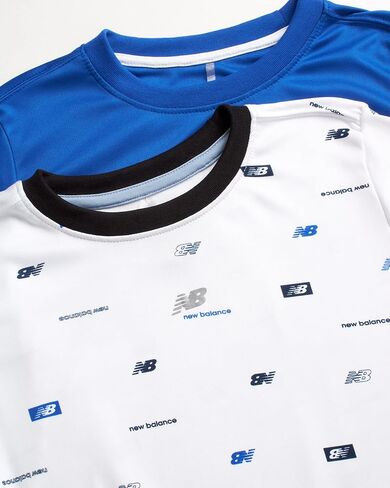 New Balance Boys' Athletic T-Shirt - 2 Pack Active Performance Dry-Fit Sports Short and Long Sleeve Shirt (8-20) in Saudi Arabia