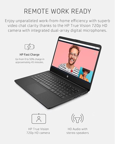 أحدث كمبيوتر محمول HP Premium بشاشة لمس عالية الدقة مقاس 14 بوصة لعام 2022، ومعالج Intel ثنائي النواة يصل إلى 2.8 جيجا هرتز، وذاكرة وصول عشوائي سعتها 8 جيجا بايت، وتخزين eMMC سعة 64 جيجا بايت، وكاميرا ويب، وبلوتوث، وHDMI، وWi-Fi، أزرق، Windows 10 مع Micro in Kuwait