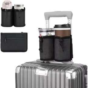 Luggage Cup Holder for Suitcases,Travel Must Haves,Free Hand Drinks Carrier Coffee Mugs Holder,Universal Accessories Flight Attendants,Business Travelers Travel Essential(Polar Bear)
