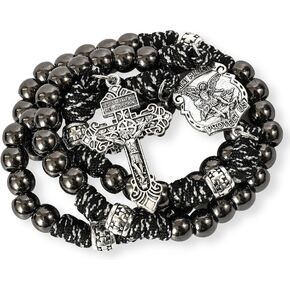 Nazareth Store Paracord Rosary Beaded Necklace St Michael Medal Strong Metal 10mm Beads Our Father Catholic Rosary with Pardon Crucifix