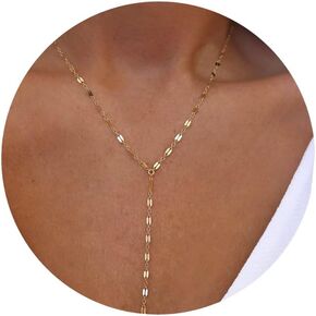 Awvialy Gold Necklaces for Women Trendy, Dainty Long Necklace 14K Gold Plated CZ Lips Bead Y Shaped Lariat Necklace Simple Gold Drop Necklace Cute Gold Choker Necklaces Fashion Gold Jewelry Gifts in Saudi Arabia
