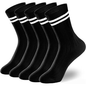 ACCFOD Womens Striped Crew Socks 5-10 Pairs Cute Retro Long Socks Vintage Fun Fashion Athletic Aesthetic High Socks for Women in Saudi Arabia