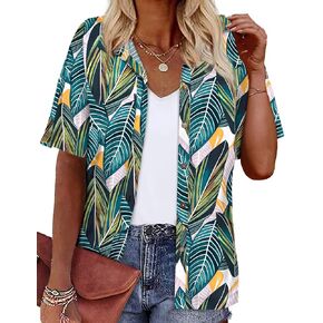 LILYCHIC Women's Hawaiian Shirts Coconut Button Summer Soft Button Down Shirts Short Sleeve