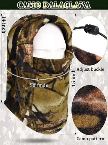 Syhood 4 Pack Camo Balaclava Ski Face Covering Winter Thick Fleece Neck Warmer Gaiter Thermal Headwear for Men Women Outdoors in Saudi Arabia