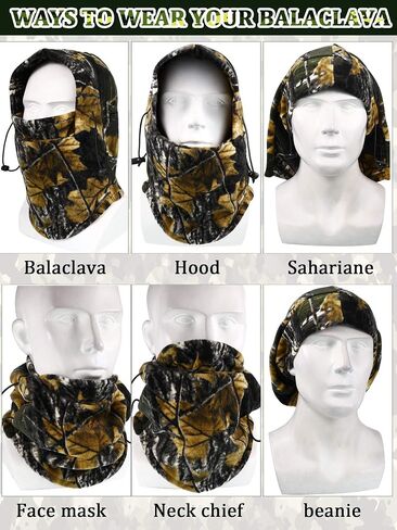 Syhood 4 Pack Camo Balaclava Ski Face Covering Winter Thick Fleece Neck Warmer Gaiter Thermal Headwear for Men Women Outdoors in Saudi Arabia
