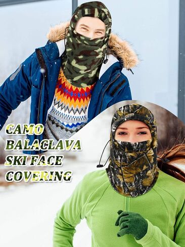 Syhood 4 Pack Camo Balaclava Ski Face Covering Winter Thick Fleece Neck Warmer Gaiter Thermal Headwear for Men Women Outdoors in Saudi Arabia