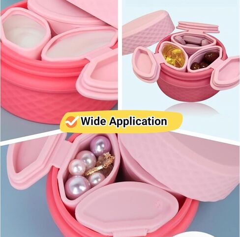Silicone Travel Size Containers with Lid,3+1 Pack Portable Makeup container Cosmetic Jars,Refillable Empty Silicone Cream Travel Jars with Lid and Spoon,Containers for Toiletries Trinkets Hair Clips in Saudi Arabia