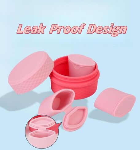 Silicone Travel Size Containers with Lid,3+1 Pack Portable Makeup container Cosmetic Jars,Refillable Empty Silicone Cream Travel Jars with Lid and Spoon,Containers for Toiletries Trinkets Hair Clips in Saudi Arabia
