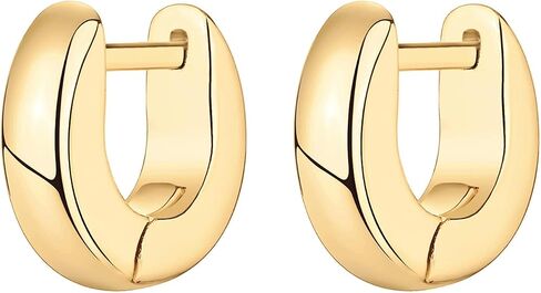 PAVOI 14K Gold Plated 925 Sterling Silver Post Ultra Thick Huggie Earring | Women's Mini Hoop Earrings | Gold Plated Small Hoops in Kuwait