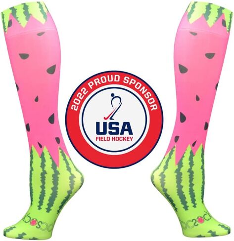 Hocsocx - Unisex Under Shin Guard Liner Socks - Field Hockey, Soccer, Ice Hockey, Skiing, Skating Socks Protects against Rubs and Rash - Watermelon, Medium in Saudi Arabia