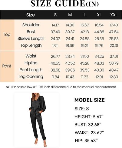 PRETTYGARDEN Women Satin 2 Piece Outfits V Neck Long Sleeve Button Down Tie Knot Tops Jogger Pants Sets With Pocket 2023 in Saudi Arabia