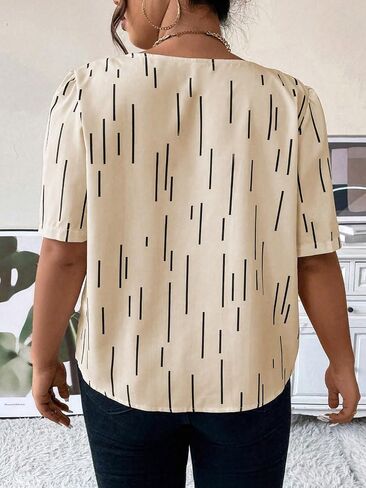 Floerns Women's Elegant Asymmetrical Neck Puff Sleeve Blouse Short Sleeve Blouse Tops in Saudi Arabia