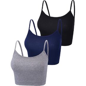Boao 3 Pcs Crop Camisole Top Spaghetti Strap Tank Sleeveless Crop Tank Top for Women Sports