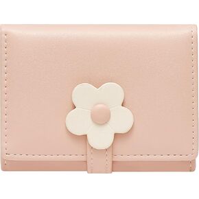 Sunwel Fashion Small Cute Wallet Slim Wallet ID/Photo Window Card Holder with 3D Flower Pattern Buckle for Women Girls (BLACK) in Saudi Arabia
