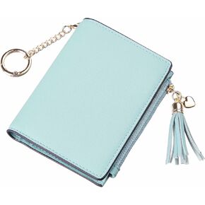 Gostwo Wallet Women, Bifold Leather Small Wallets Woman, Slim RFID Credit Card Wallet with ID Window and Zippered Coin Pocket, Cute Small Wallet with Tassel for Girls Teens Ladies