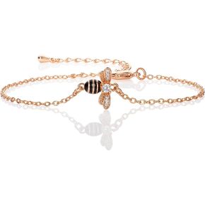 namana Bumble Bee Bracelet Women and Teen Girls, Cute Bracelet for Women with Cubic Zirconia, and Black Enamel, Bumble Bee Jewelry Gifts for Women.