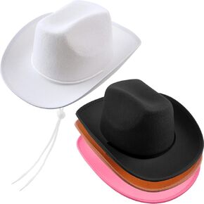 SGBETTER 4 Pack Cowboy Hat Felt Western Plain Cowboy Hat for Kids Cowboy Theme Party Cosplay Dress-Up Stage Play Accessories in Saudi Arabia