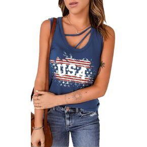 AIMITAG We The People 1776 Tank Top 4th of July Patriotic Shirts Vest for Women American Flag Sleeveless Summer Tank Tees