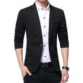 DAVID.ANN Men's Slim Fit Casual One Button Blazer Jacket in Kuwait