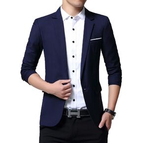 DAVID.ANN Men's Slim Fit Casual One Button Blazer Jacket
