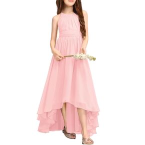 Galawaqe Fancy Girls Dresses Teen Junior Bridesmaid Dress Halter Neck Sleeveless Chest Pleated Backless Crossed Straps Dress in Saudi Arabia