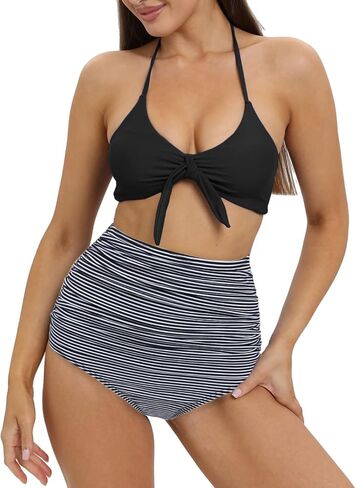 ملابس سباحة نسائية بيكيني عالية الخصر من Futurino، تغطية كاملة، ملابس سباحة تانكيني، ملابس رقص in Kuwait