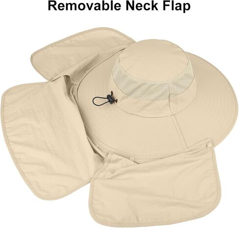 2 Pack Outdoor UV Protection Wide Brim Sun Hat,UPF50+ Fishing Hat for Men & Women with Large Neck Flap in Saudi Arabia