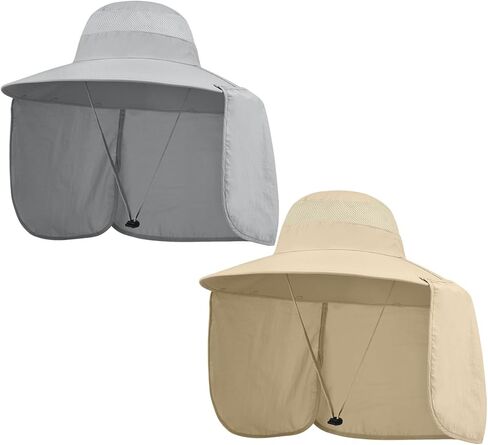 2 Pack Outdoor UV Protection Wide Brim Sun Hat,UPF50+ Fishing Hat for Men & Women with Large Neck Flap in Saudi Arabia