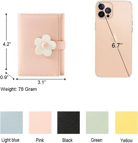 Sunwel Fashion Small Cute Wallet Slim Wallet ID/Photo Window Card Holder with 3D Flower Pattern Buckle for Women Girls (BLACK) in Kuwait
