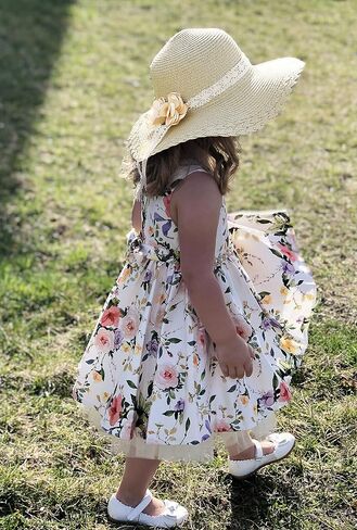 Bienvenu Little Girl Kids Summer Straw Hat Wide Brim Floppy Beach Sun Visor Hat in Saudi Arabia