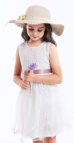 Bienvenu Little Girl Kids Summer Straw Hat Wide Brim Floppy Beach Sun Visor Hat in Saudi Arabia