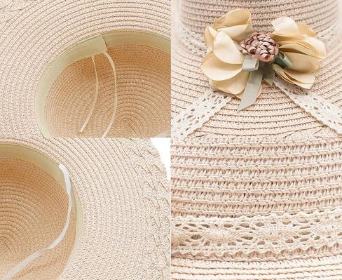 Bienvenu Little Girl Kids Summer Straw Hat Wide Brim Floppy Beach Sun Visor Hat in Saudi Arabia