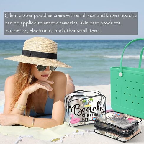 حقيبة إدراج بولي كلوريد الفينيل شفافة لحقيبة Bogg حقيبة حمل الشاطئ ملحقات حقيبة مكياج شفافة بسحاب داخلي متوافقة مع حقيبة Bogg حقيبة حمل حقائب السفر منظم التخزين in Kuwait