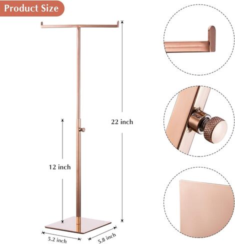 حامل عرض حقيبة يد على شكل حرف T قابل للتعديل من Polmart - ذهبي وردي (2 - حزمة) in Kuwait