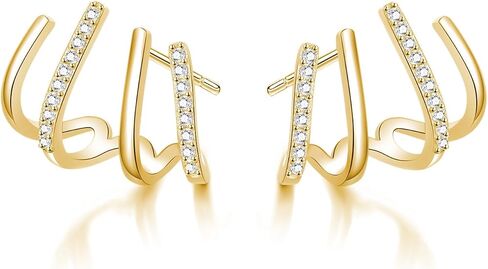 Reffeer Sterling Silver Half Hoop Earrings Wrap for Women Girls Cuff Earrings Piercings Studs in Kuwait