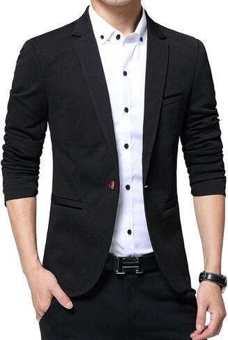 DAVID.ANN Men's Slim Fit Casual One Button Blazer Jacket in Kuwait