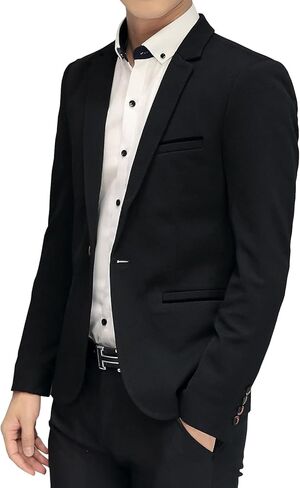 DAVID.ANN Men's Slim Fit Casual One Button Blazer Jacket in Kuwait