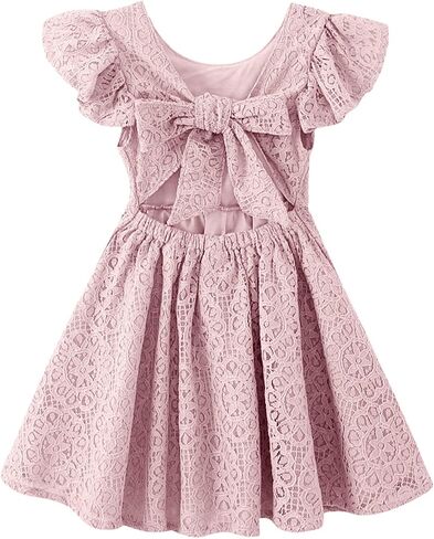 Toddler Girls Lace Dress Ruffle Sleeveless Tie Back Halter Dresses for Party Wedding in Saudi Arabia
