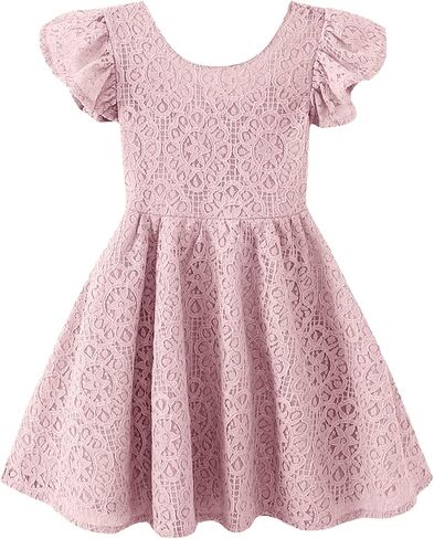 Toddler Girls Lace Dress Ruffle Sleeveless Tie Back Halter Dresses for Party Wedding in Saudi Arabia