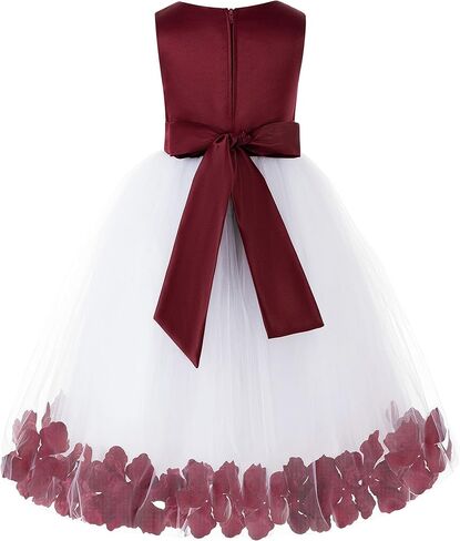 ekidsbridal الأبيض الزهور بتلات الورد زهرة فتاة اللباس عيد ميلاد فتاة اللباس صغار زهرة فتاة فساتين 302 ثانية in Kuwait