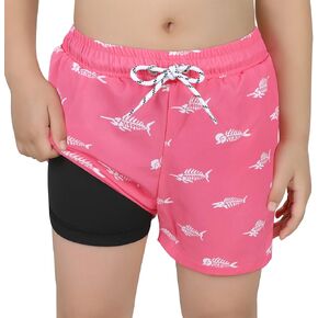 Boys Swim Trunks with Boxer Brief Liner Swim Shorts Boys Compression Liner Youth Anti Swim Trunks