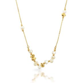 عقد من الفضة الاسترلينية المطلية بالذهب عيار 18 قيراط وخرز غير منتظم ولؤلؤ الباروك المستزرع في المياه العذبة للنساء من ان 9 نيميوزس، مطلي بالذهب، لؤلؤ, مطلي بالذهب, لؤلؤة in Kuwait