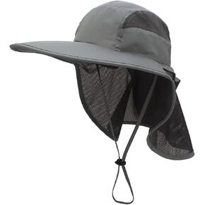 Surblue Wide Brim Sun Hat with Adjustable Neck Flap, UPF50+ Hiking Hunting Fishing Hats for Men and Women