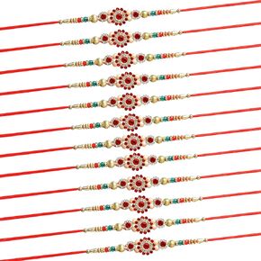 TIED RIBBONS Rakhi for Brother (Set of 12) | Bro Rakhi with Card | Rakhi for Bhaiya | Roli Chawal - Raksha Bandhan Rakhi Bracelet for Brother Rakhi Set | Bhai Rakhi Thread | Rakhi Set for Brother in Saudi Arabia